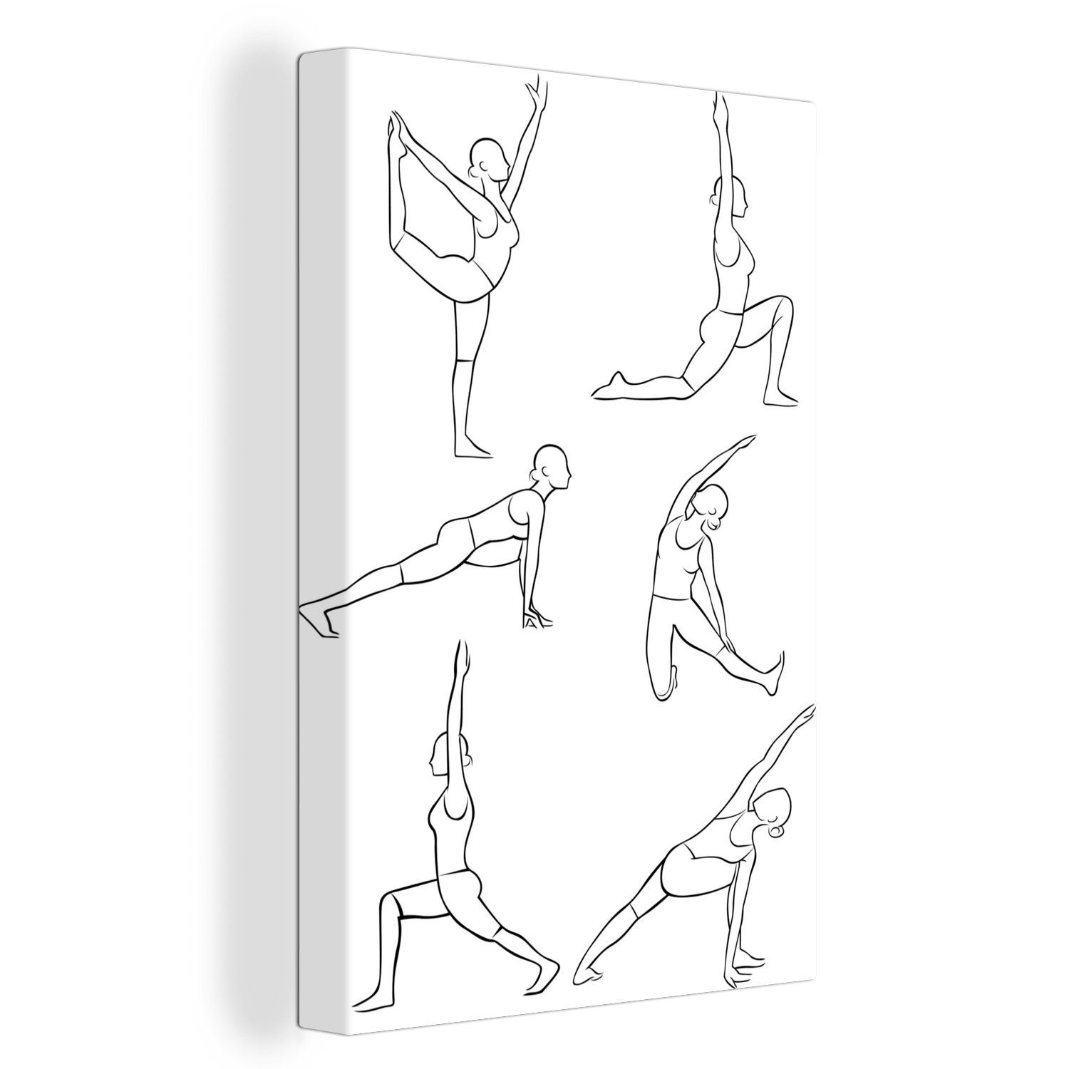 inkl. Zackenaufhänger, fertig Weiß, bespannt 20x30 Leinwandbild OneMillionCanvasses® St), Gemälde, (1 cm Yoga - Frauen Leinwandbild -