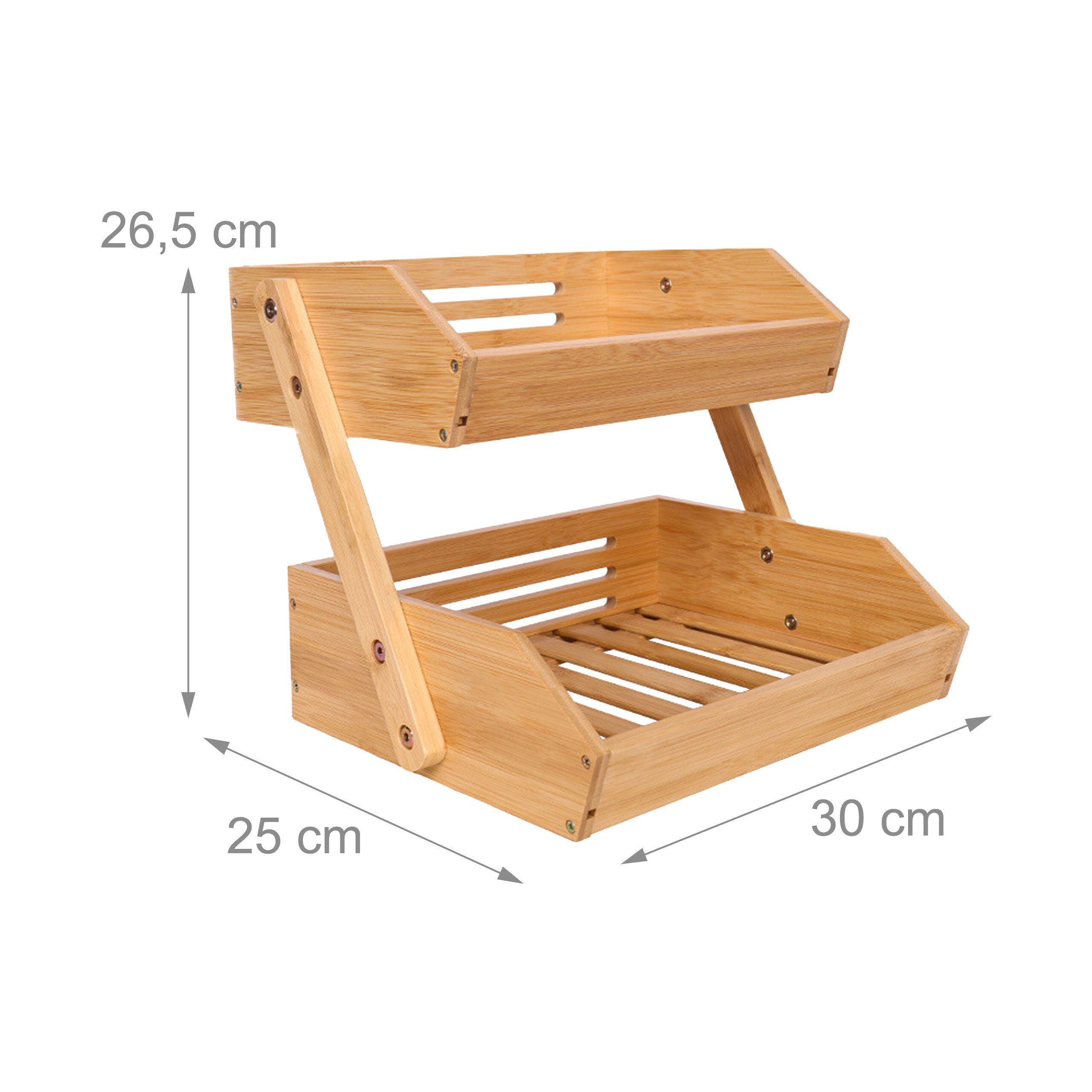 relaxdays Obstschale Obst Etagere Bambus 2 Etagen, Bambus, (1-tlg) – Bild 4 von 5