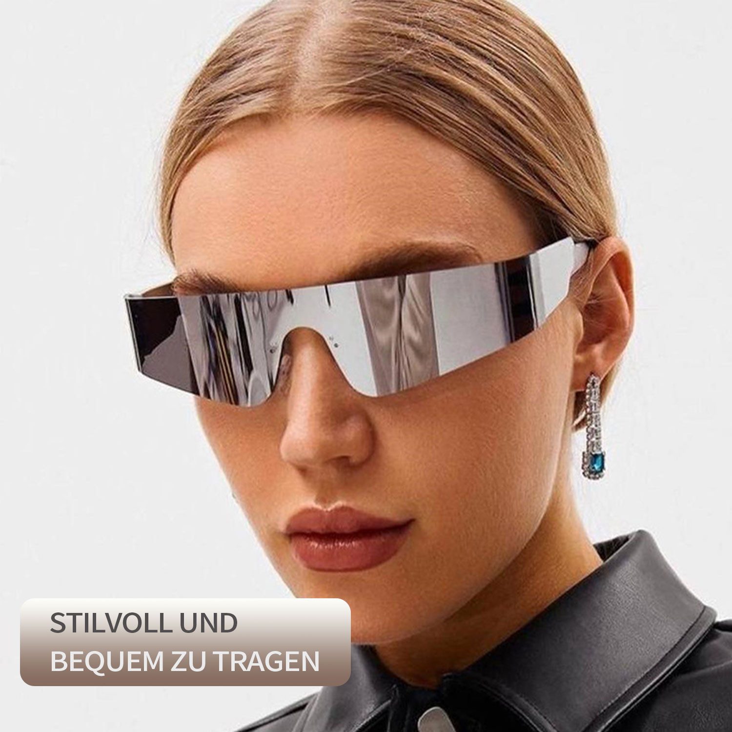 Refttenw Sonnenbrille Getönt Brille, Sonnenbrille Herren Damen Sommer Outdoor Mode Randloses