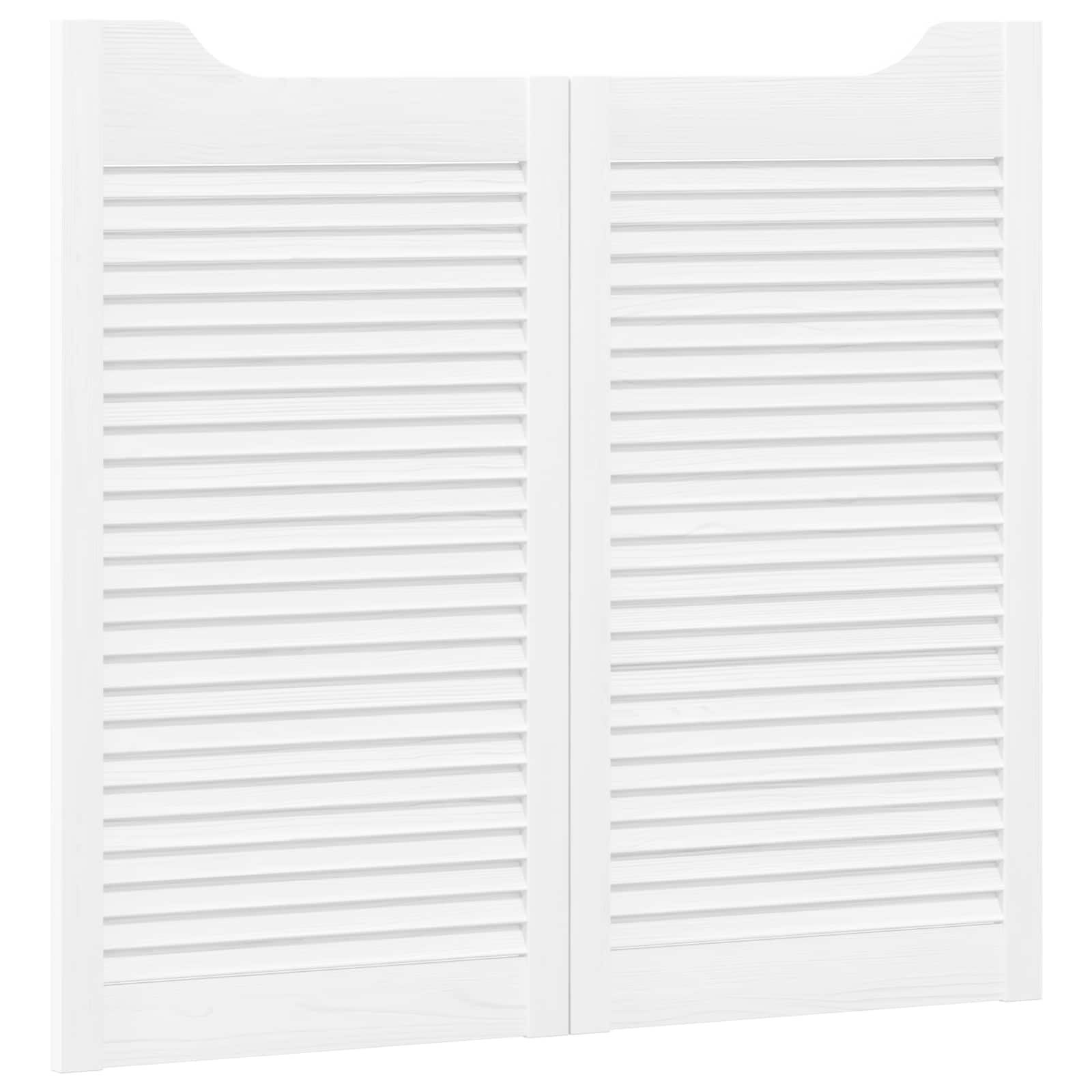 vidaXL Haustür Schwingtüren 2 pcs Weiß Massives Kiefernholz (2-St)