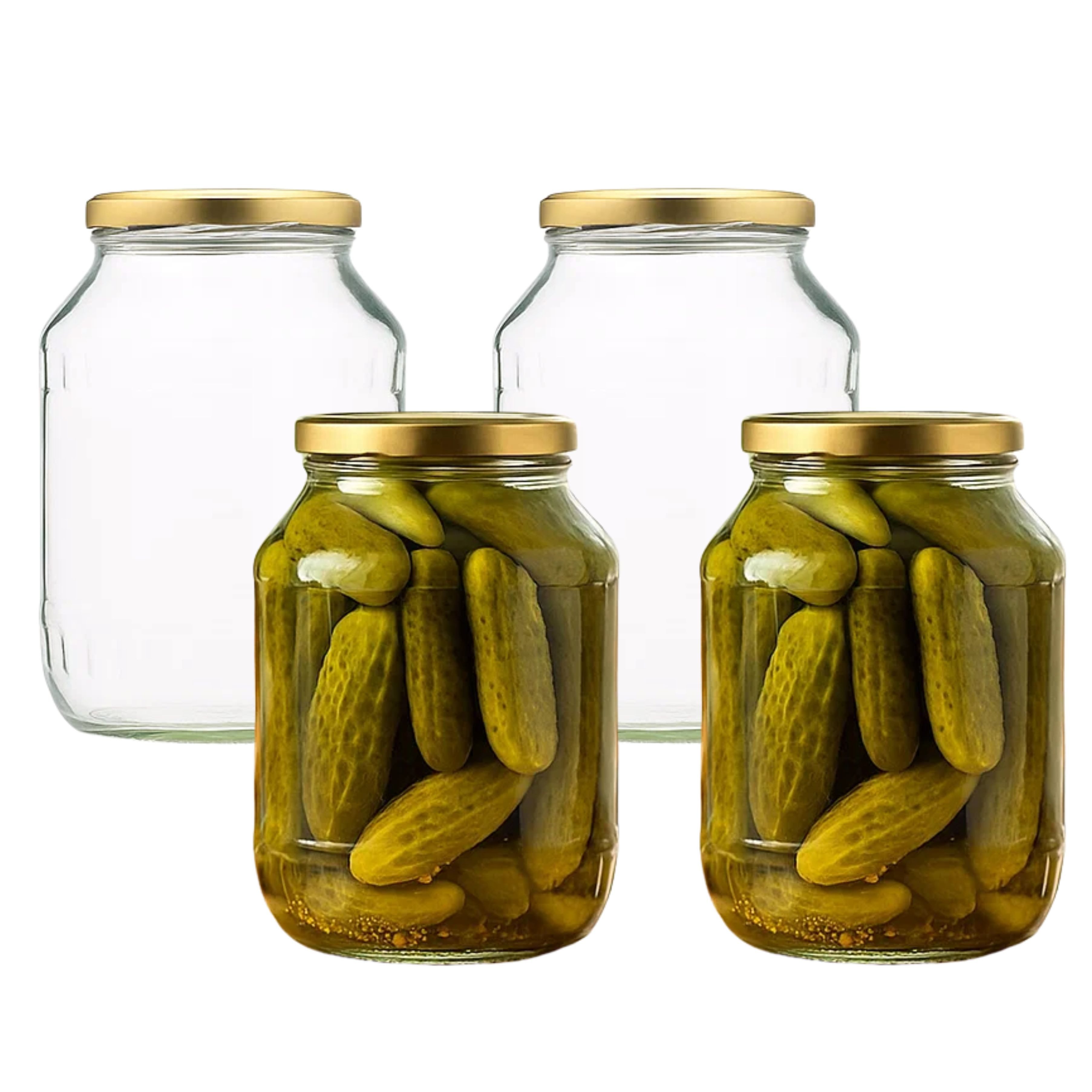 mikken Einmachglas 4 große Vorratsgläser 1700 ml, (Spar-Set, 4er Set Einkochgläser), mit Twist-Off Deckel TO89 und 4 Etiketten zum Beschriften