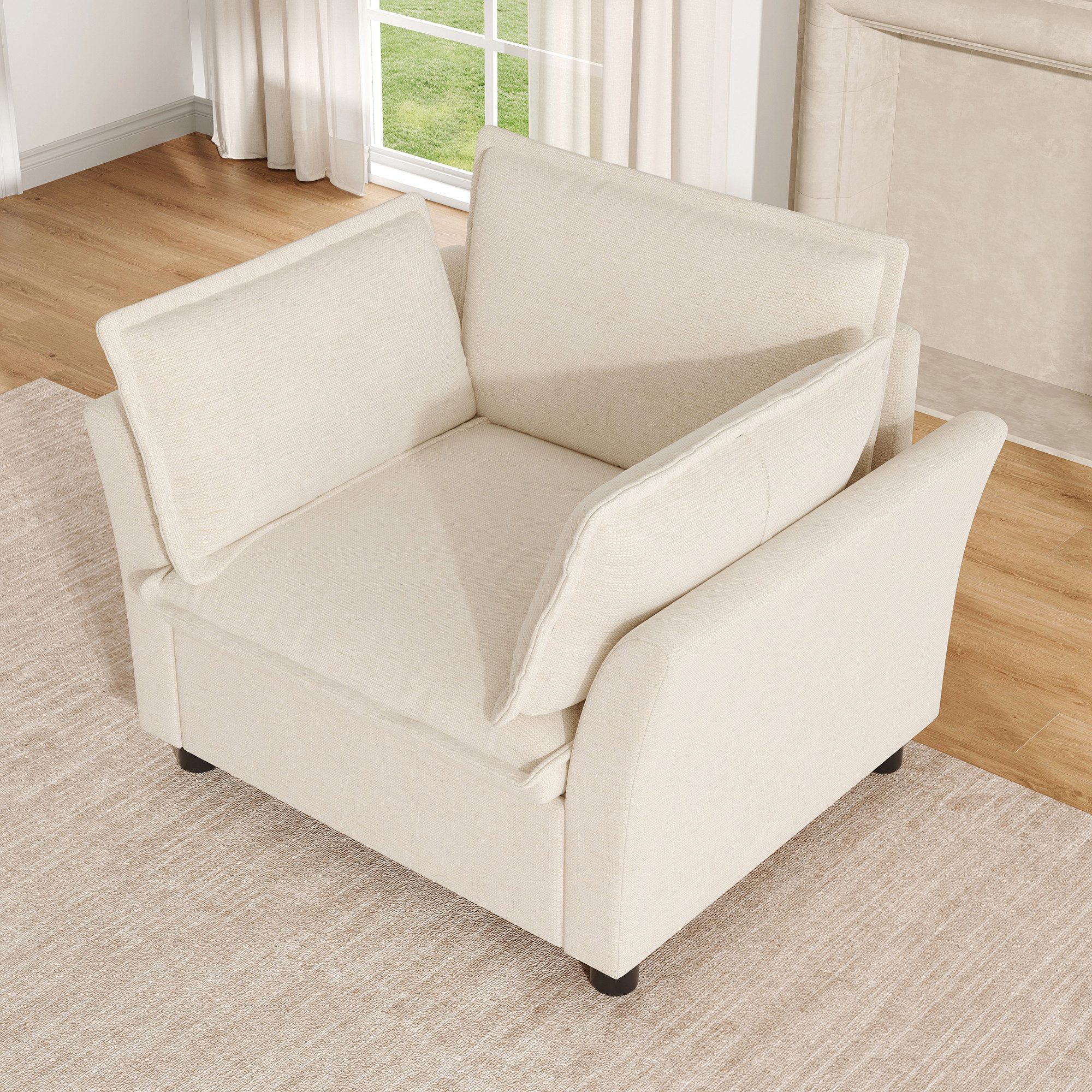 Merax Sessel moderner Relaxsessel aus Chenille (90×81×87 cm, 1-St), Einzel-Sessel mit Armlehnen & Kissen, Lounge- & Lesesessel