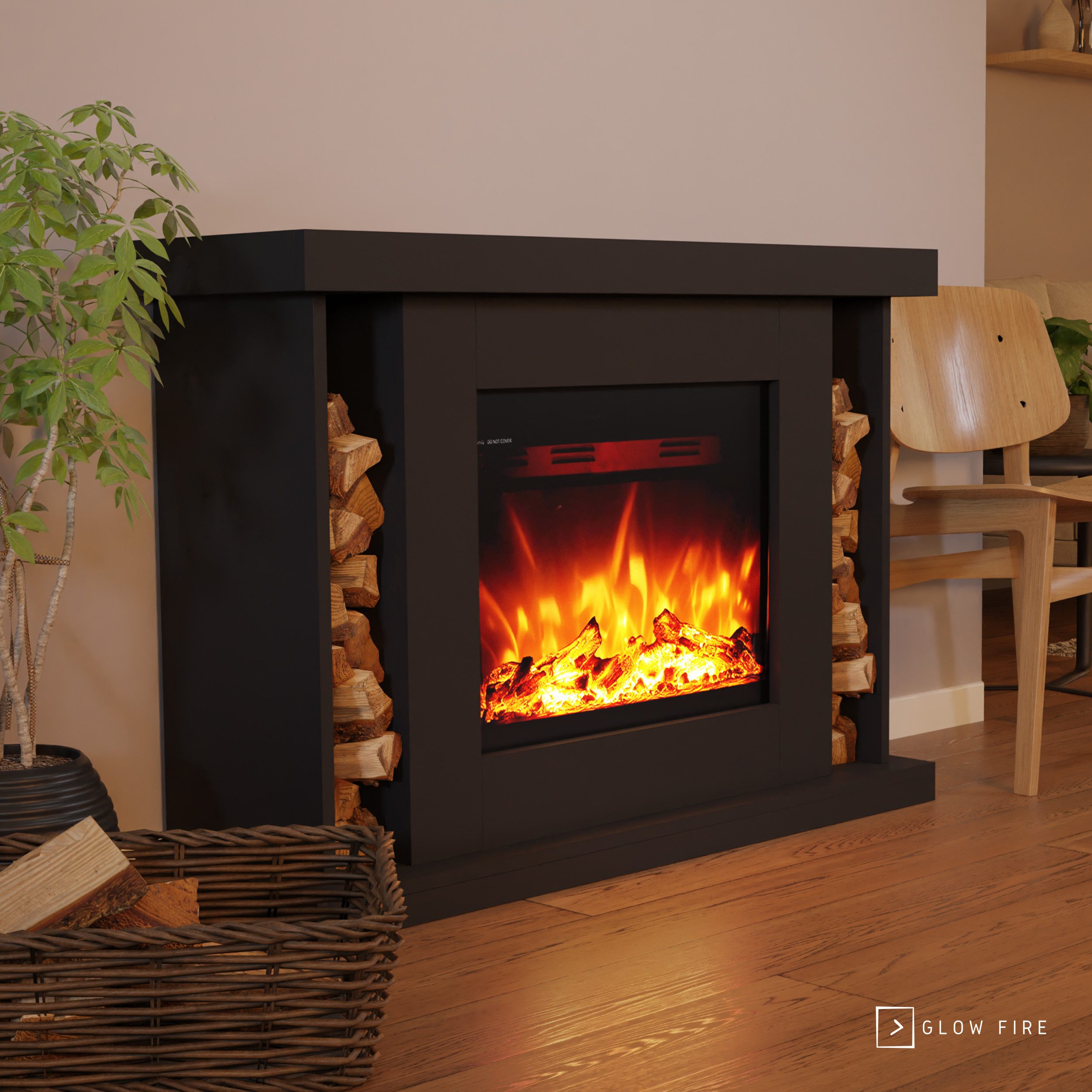 GLOW FIRE Elektrokamin TARVOS LED Kamin mit Heizung, Standkamin, Elektrisch günstig online kaufen