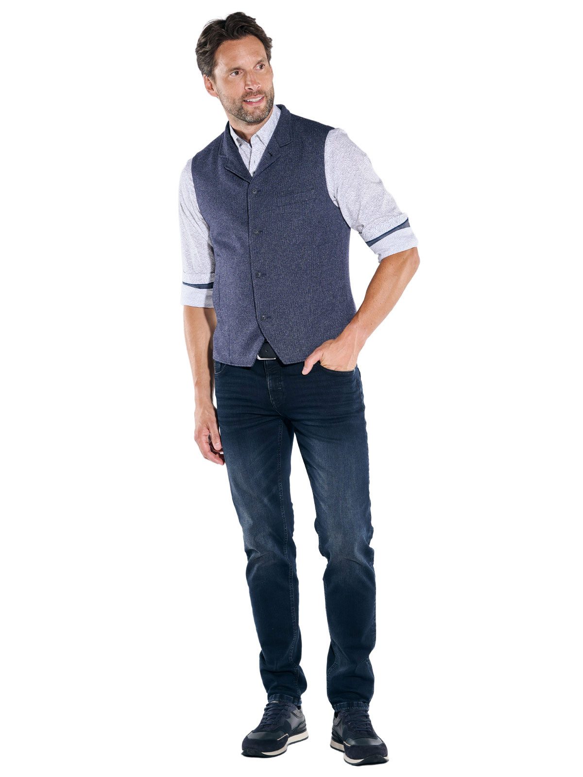 Engbers Anzugweste Herren Sakko-Weste gemustert, Saphirblau