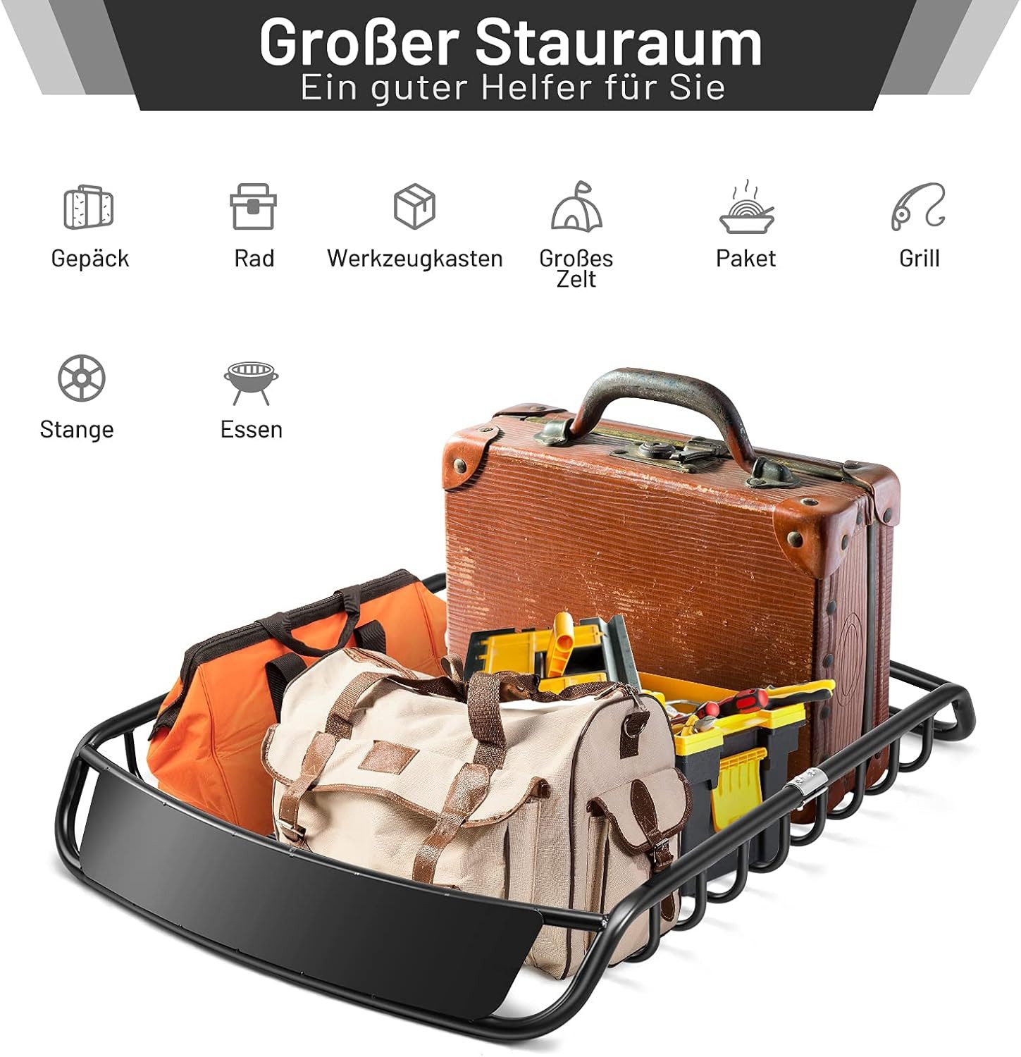 COSTWAY Gepäck-Halterung Dachträger, (Dachkorb 120cm, Gepäckträger bis 110kg)