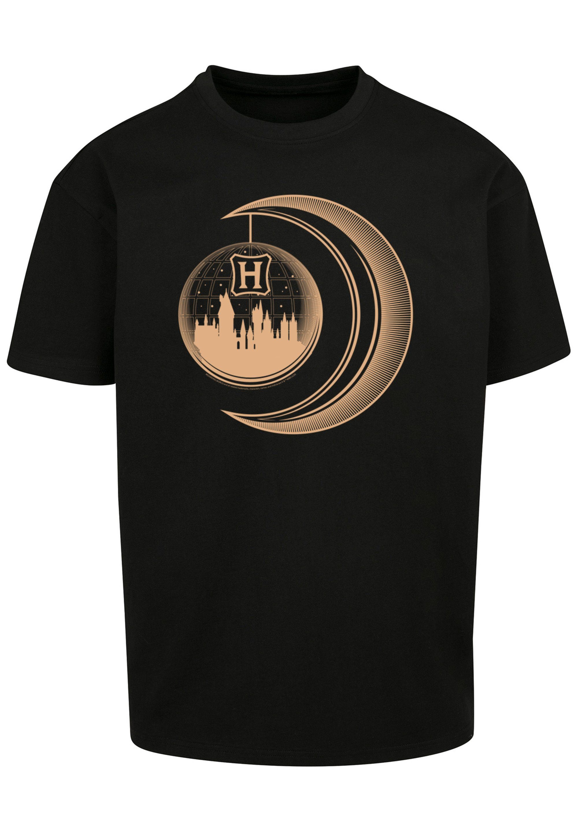 F4NT4STIC Kurzarmshirt Herren Harry Potter Hogwarts Moon with Heavy Oversize Tee (1-tlg) black