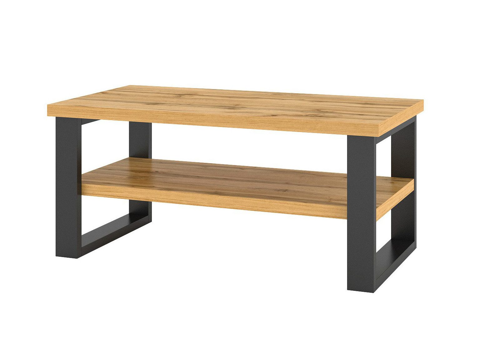 Beautysofa Couchtisch HALLE (Farbe: eiche wotan + schwarz, Metallbeine), Breite: 110 cm / Tiefe: 60 cm / Höhe: 50 cm