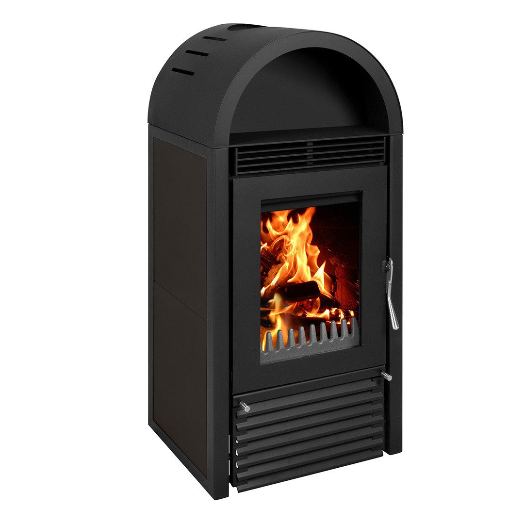 Bruno Kaminofen Kaminofen wasserführend Marbella schwarz, 12 kW