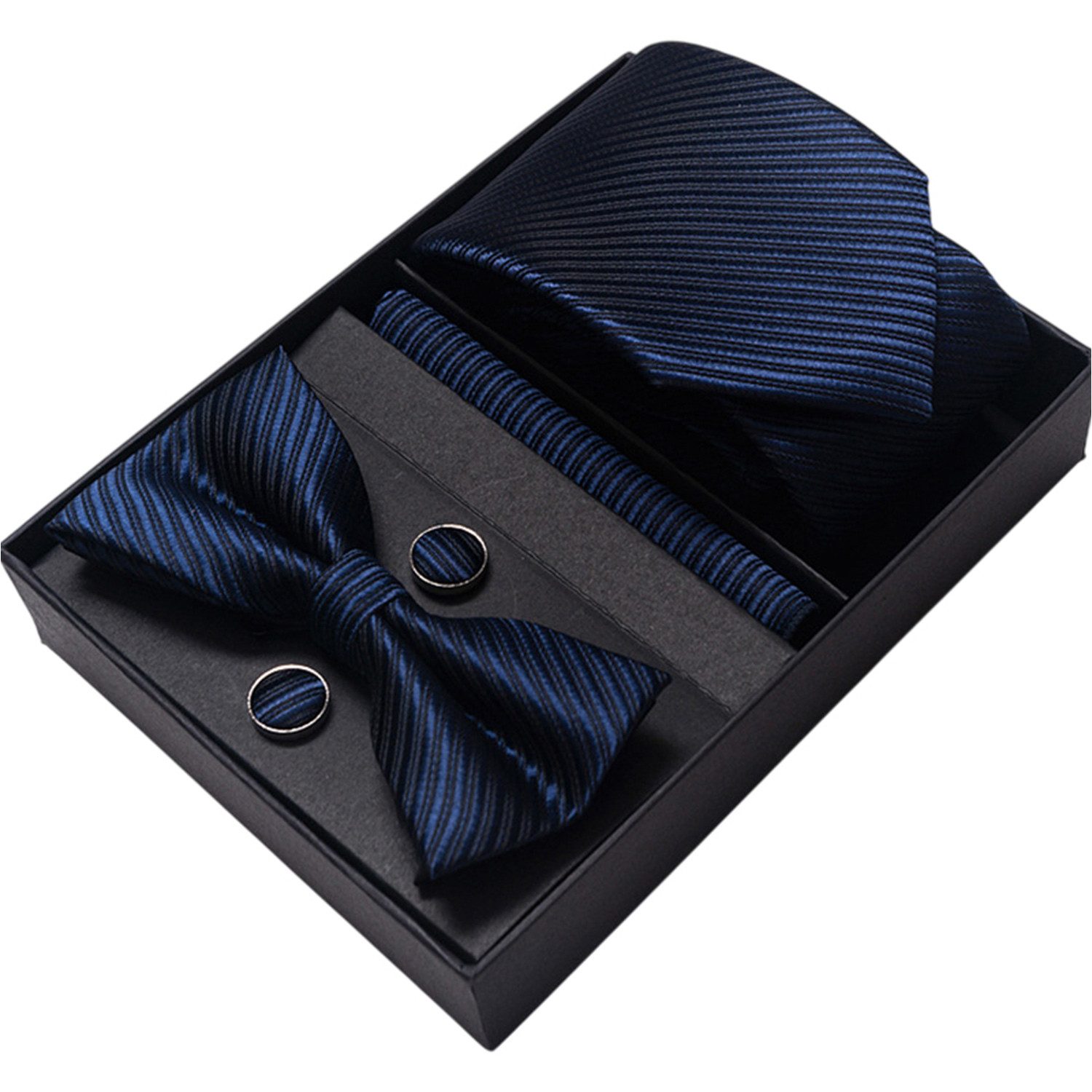 Refttenw Krawattennadel Set Herren Fliegen Set mit,Manschettenköpfe,Einstecktuch,Krawatten