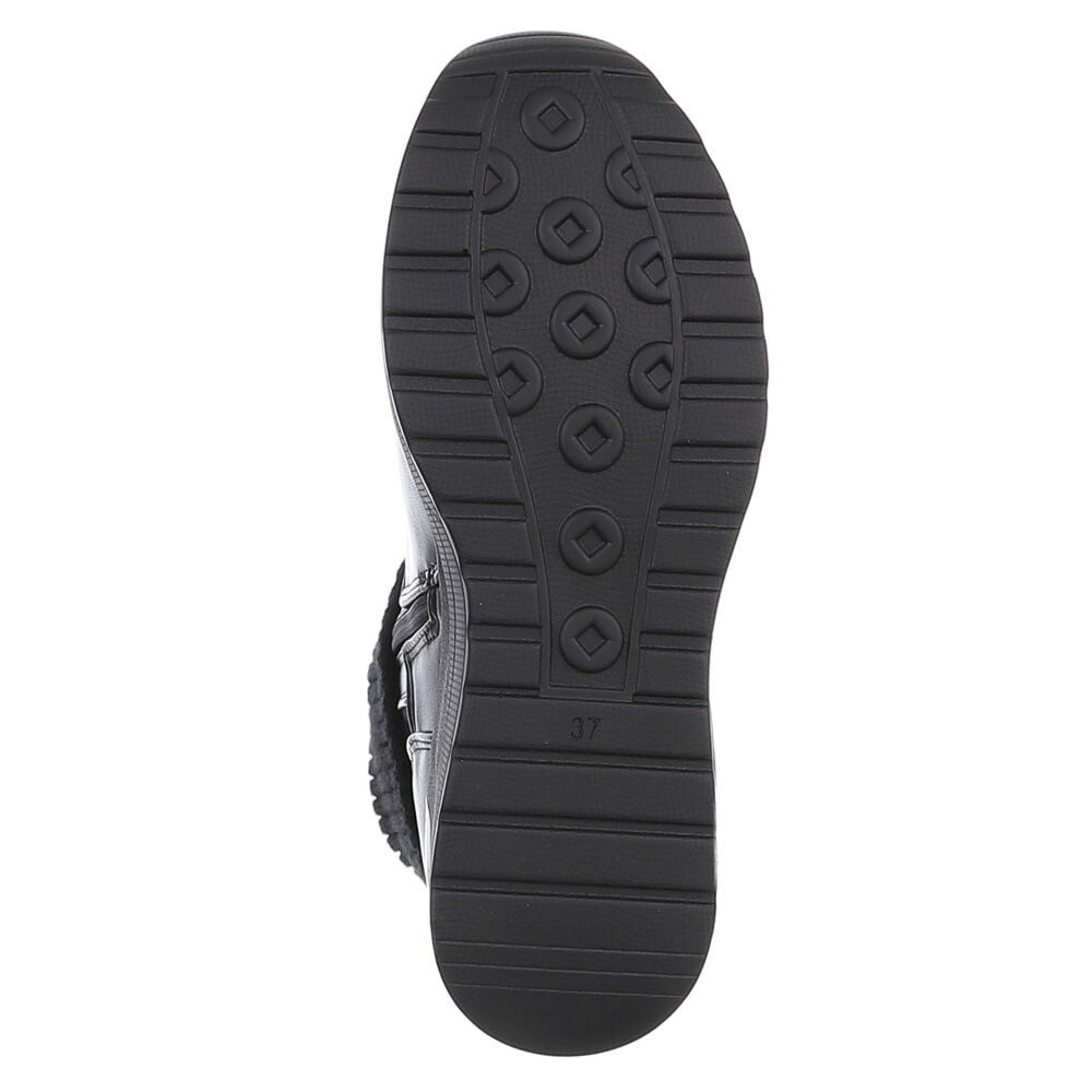 Ital-Design Modischer Stiefeletten mit Strickschaft für Damen Keilstiefelette (90514872) Keilabsatz/Wedge Stiefeletten in Schwarz