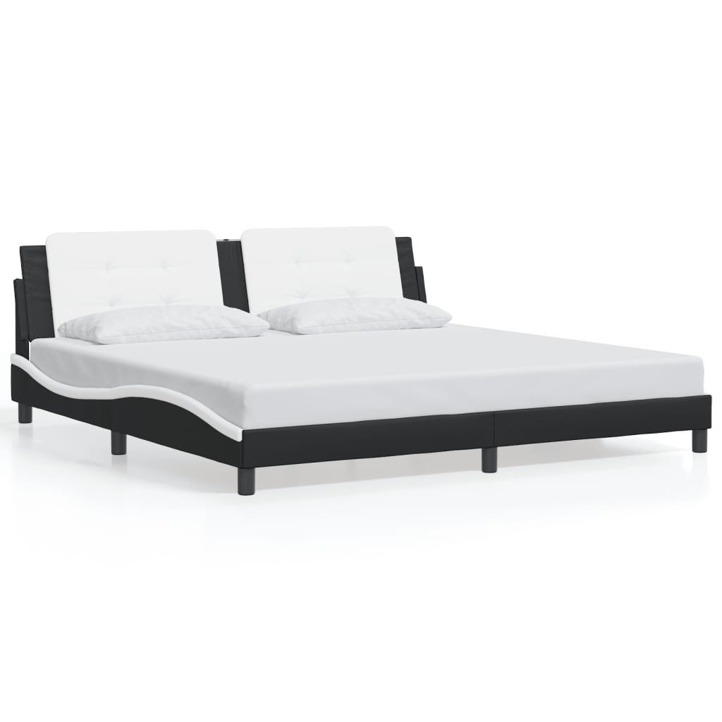 vidaXL Bett Bettgestell ohne Matratze "Zadar" Schwarz und Weiß 200x200 cm K günstig online kaufen