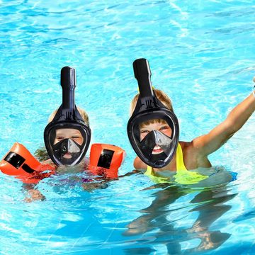 Retoo Tauchermaske Schnorchelmaske Tauchmaske 180 Vollgesichtsmske Anti-Fog Snorkel, (set, Schnorchelmaske, Atemschlauch, Ohrstöpsel), Seitlich gerichtete CO2-Ausflüsse, Full-Face-Design