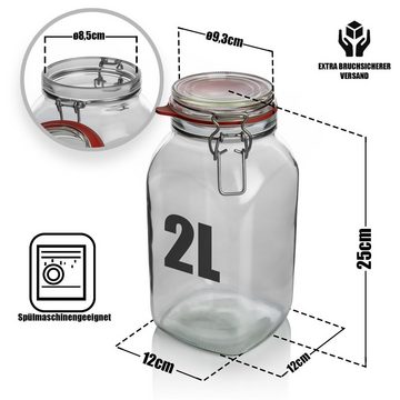 BigDean Vorratsdose 3 Stück Vorratsgläser mit Bügelverschluss luftdicht 2,5 L, Glas, (3-tlg)