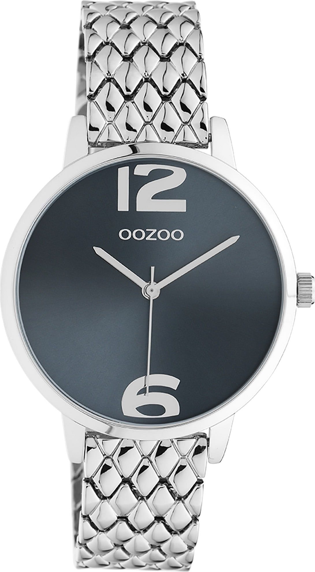 OOZOO Quarzuhr Oozoo Unisex Armbanduhr silber Analog, Damen, Herrenuhr rund, (ca. 38mm) Edelstahlarmband, Elegant-Style