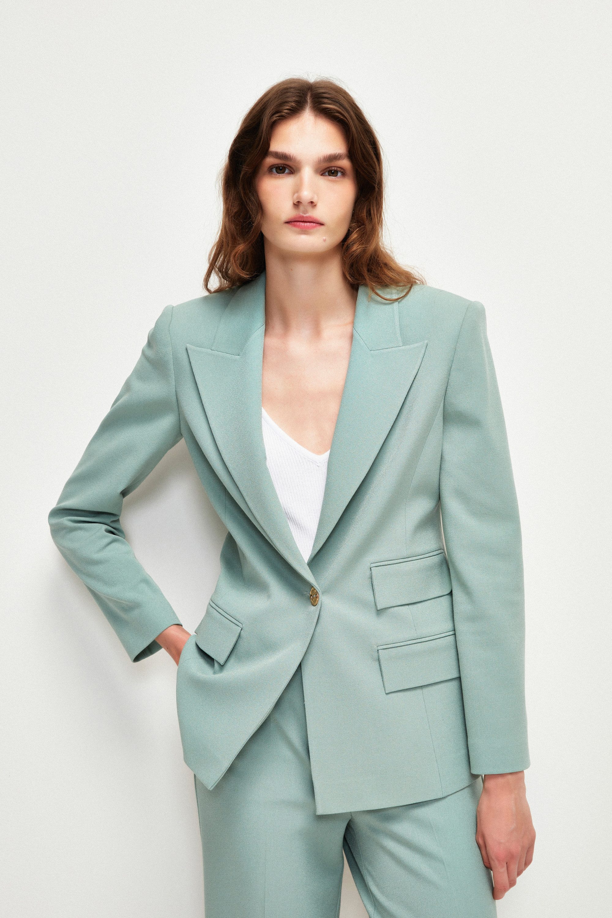 adL Kurzblazer Zweireihige Jacke mit Taschen