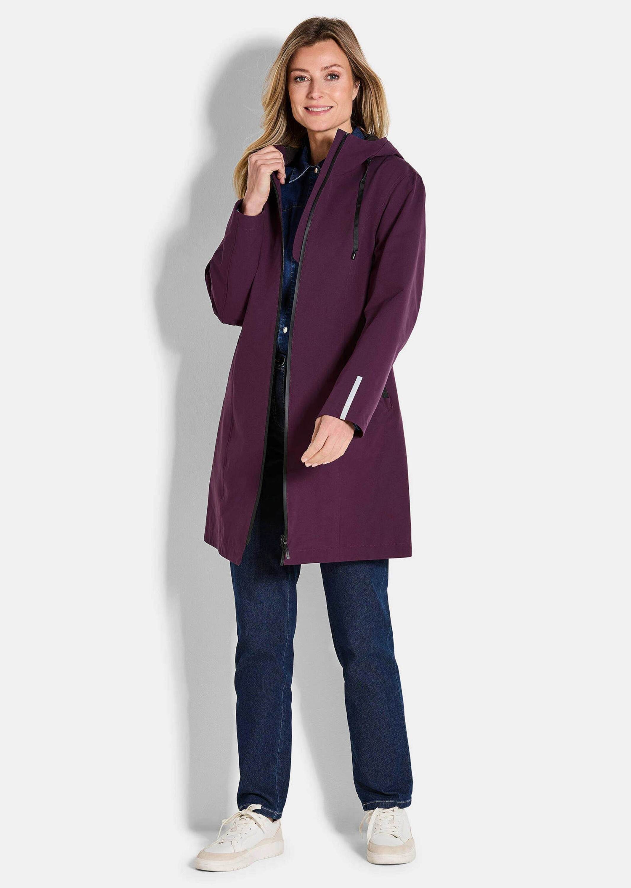GOLDNER Funktionsjacke Wetterfeste Regenjacke mit Kapuze Reflektierende Kapuzenjacke mit Reißverschluss, Gehschlitz, Langarm