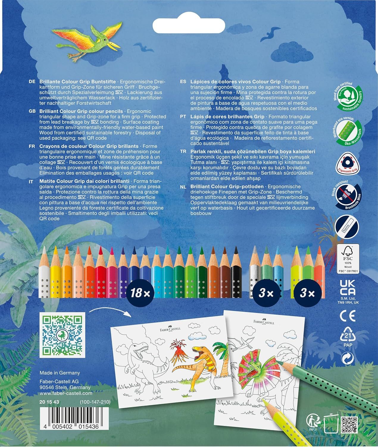 Faber-Castell Buntstift Faber-Castell Colour Grip Buntstifte Dino 18+6