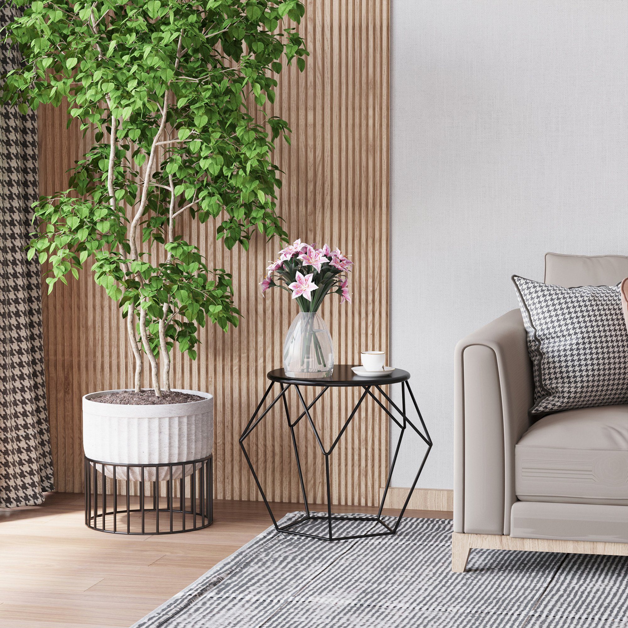HOMCOM Couchtisch Aufbewahrung Metallkorb (Satztisch, 1-St., günstig online kaufen