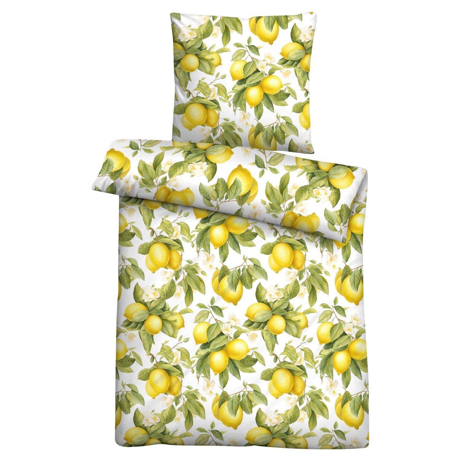 Biberna Bettwäsche ZITRO, Weiß, Gelb, Grün, Baumwolle, Zitronenmotiv, Baumw günstig online kaufen