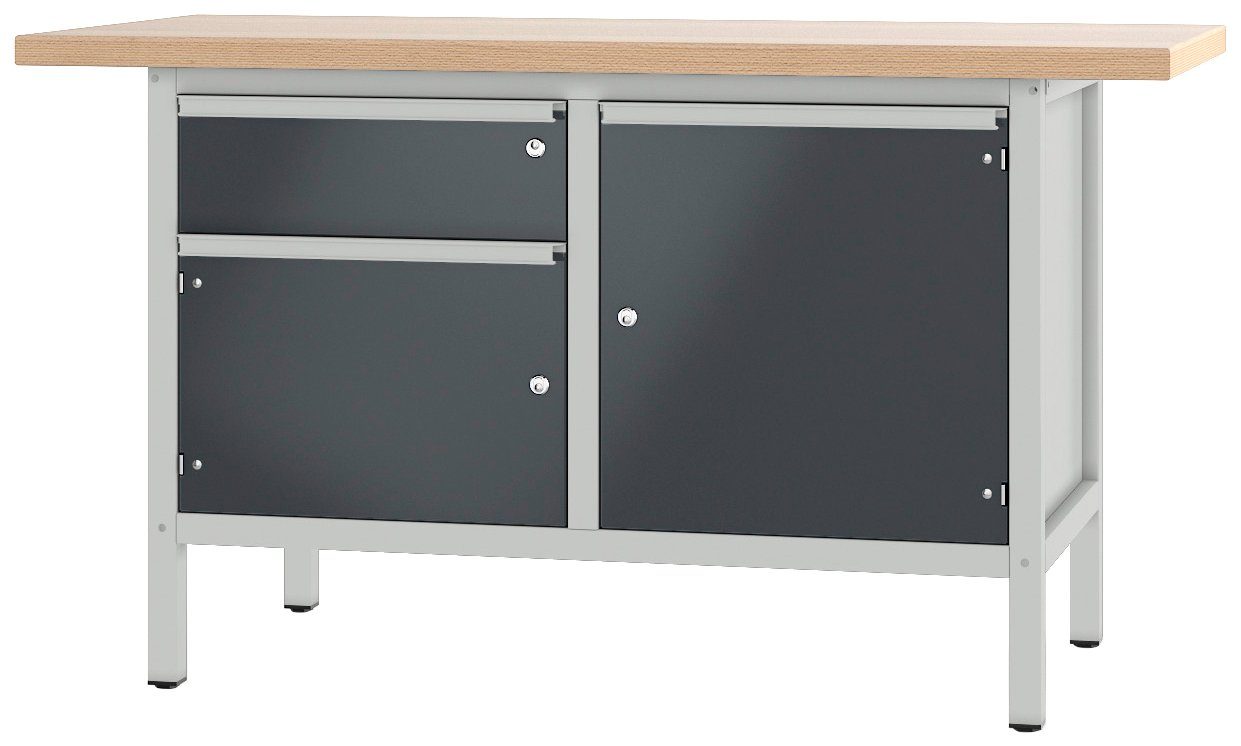 PADOR Werkbank 21 S grau/anthrazit cm 24, 85,5x150 Höhe/Länge