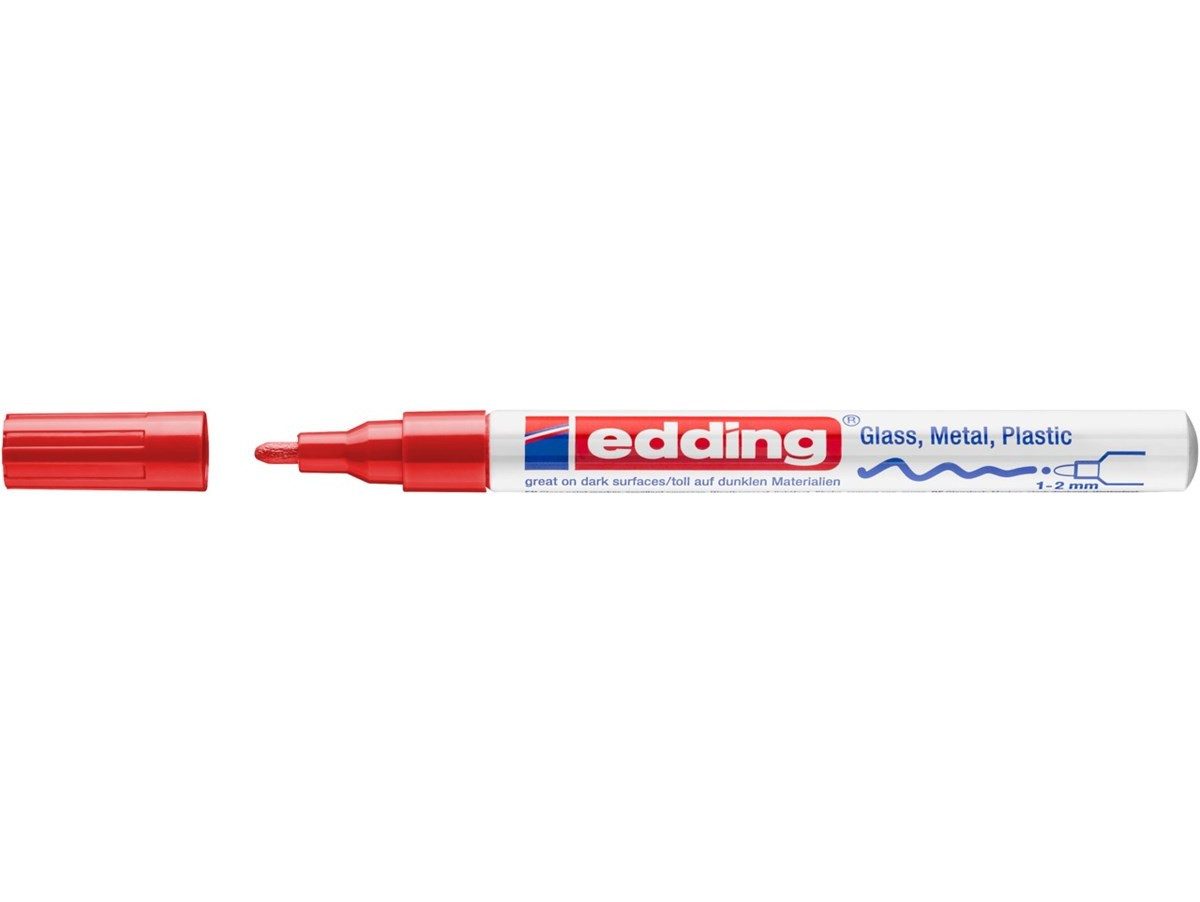 edding Lackmarker Glanzlack-Marker 751 creative Rundspitze 1-2 mm Rot, wasserfest und hitzebeständig