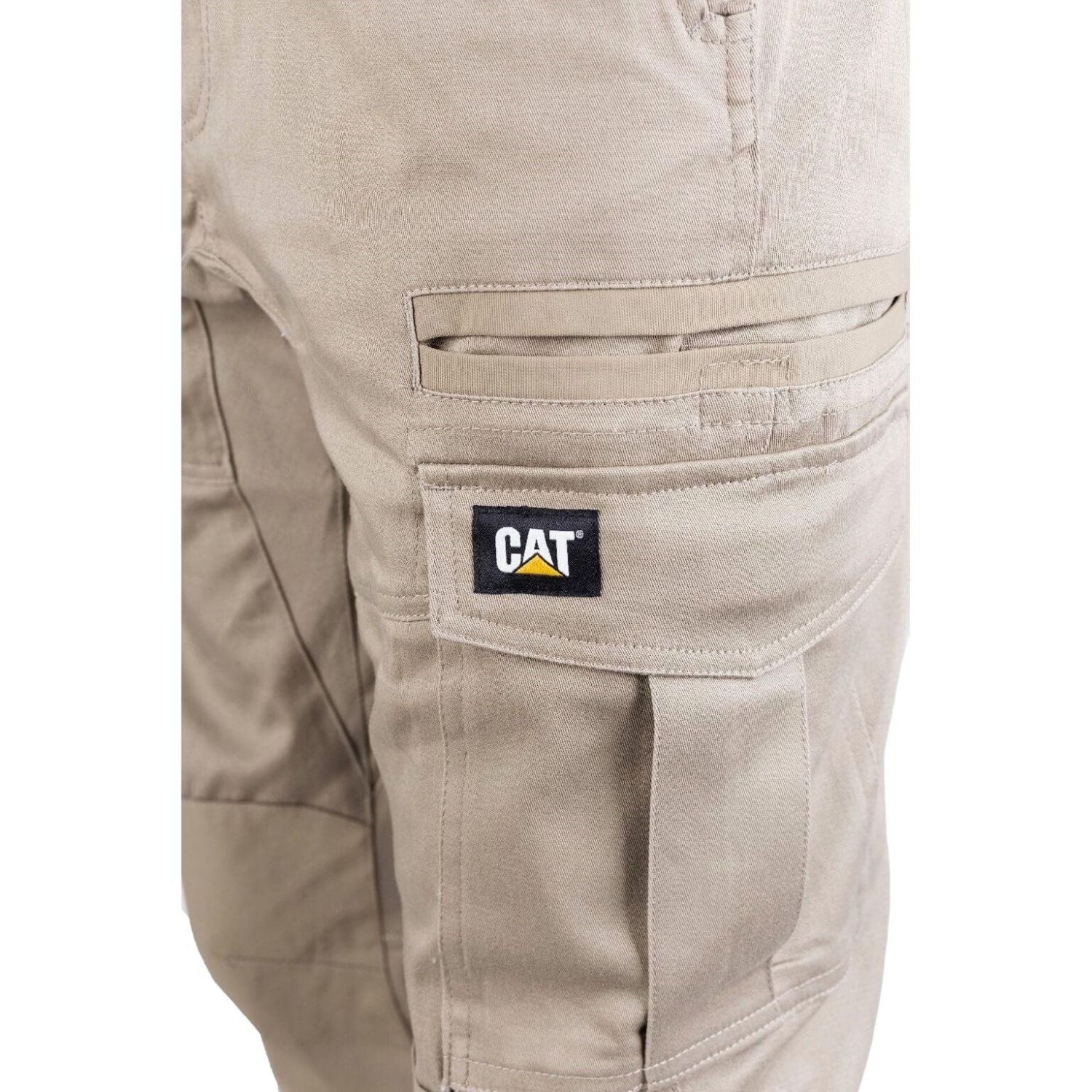 CAT CATERPILLA Arbeitsbundhose Arbeitshose mit Bund Dynamic Khaki (Packung, 97% Baumwolle) Cat by Caterpillar Logo Bundhose Taschen Flexibel Bewegungsfreiheit – Bild 4 von 5