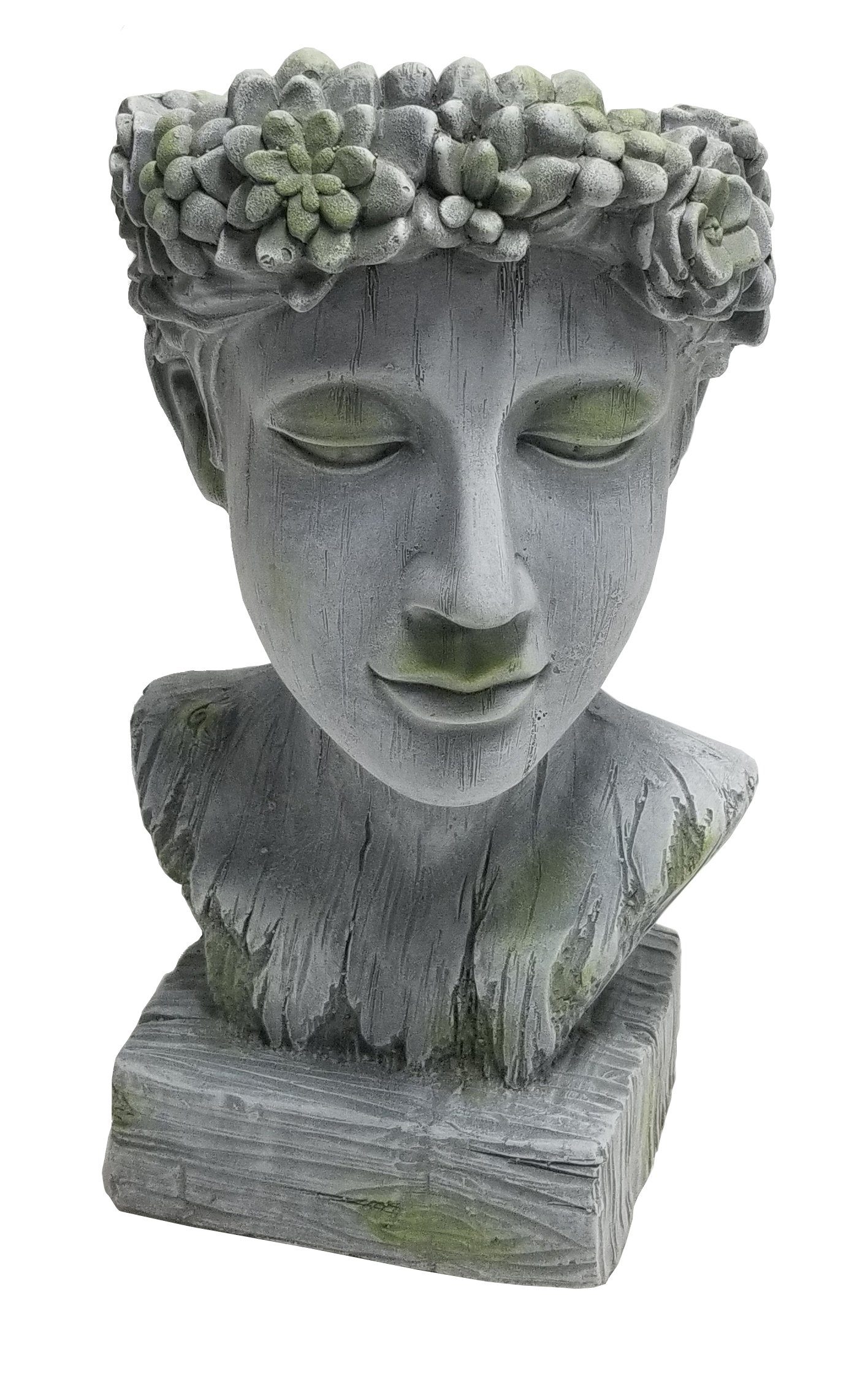 Dehner Gartenfigur Apollo, 40.5 x 24 x 23.5 cm, Magnesia, Imposanter Pflanztopf, robust und stilvoll für besondere Pflanzen