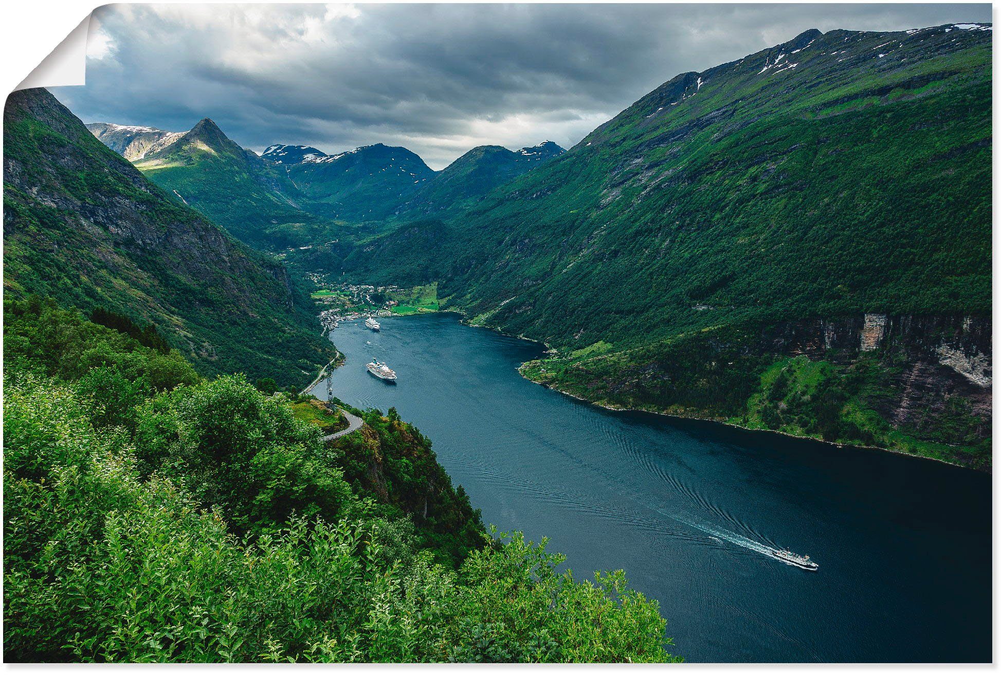 den Norwegen, Alubild, oder Poster Wandbild Leinwandbild, auf versch. als Geirangerfjord St), Artland (1 Wandaufkleber Größen in Blick Küste