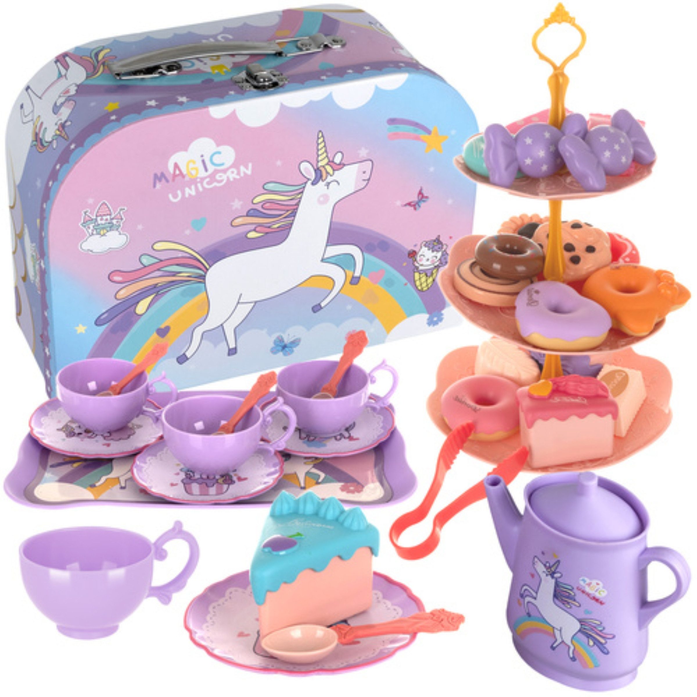 Spielküche Kinder-Teeservice, Kaffeeservice + Zubehör, Spielzeug-Set