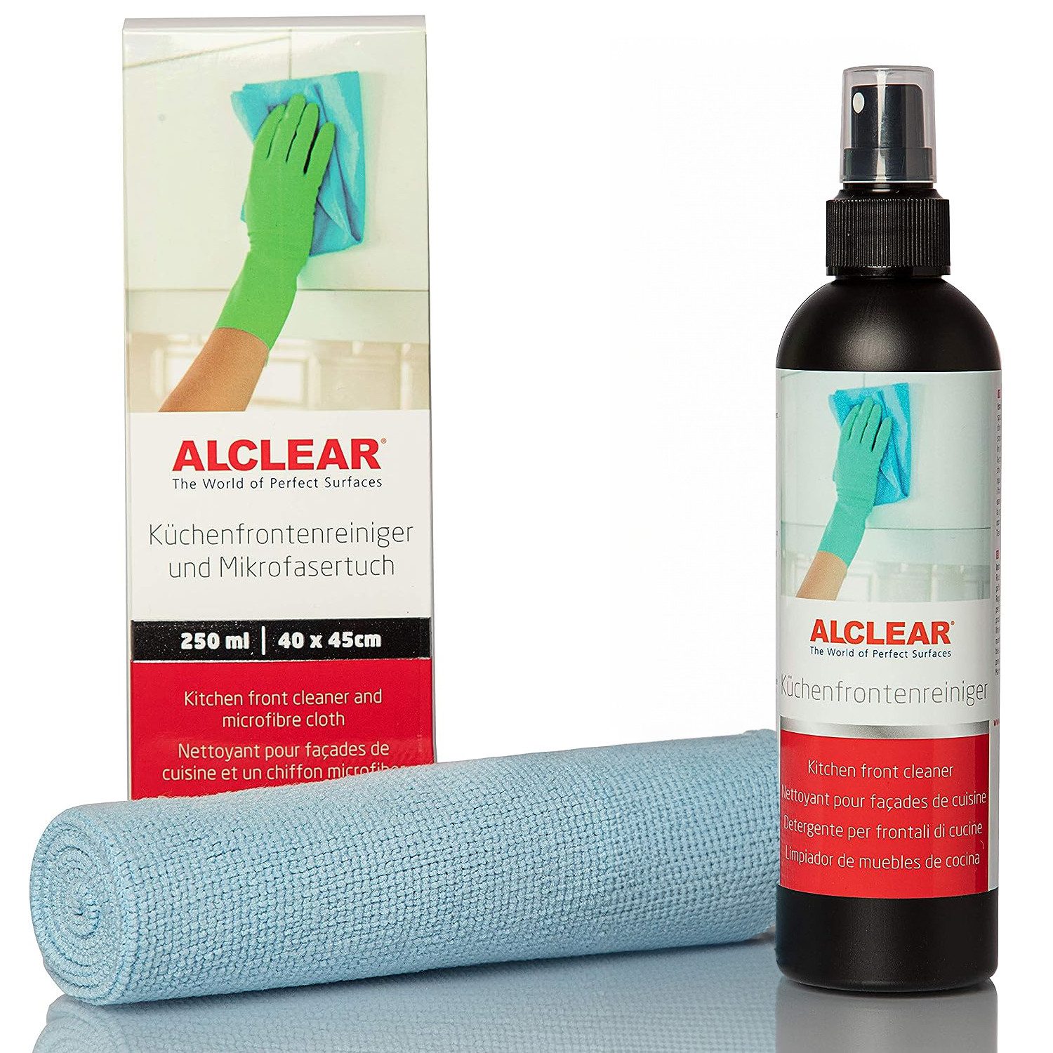 ALCLEAR 721KR Küchenfrontenreiniger 250ml + Mikrofasertuch Streifenfrei Küchenreiniger