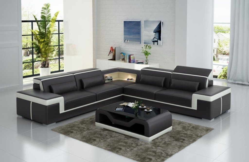 JVmoebel Ecksofa, Ecksofa Sofa Couch Polster Design Wohnlandschaft Eck Design Braun