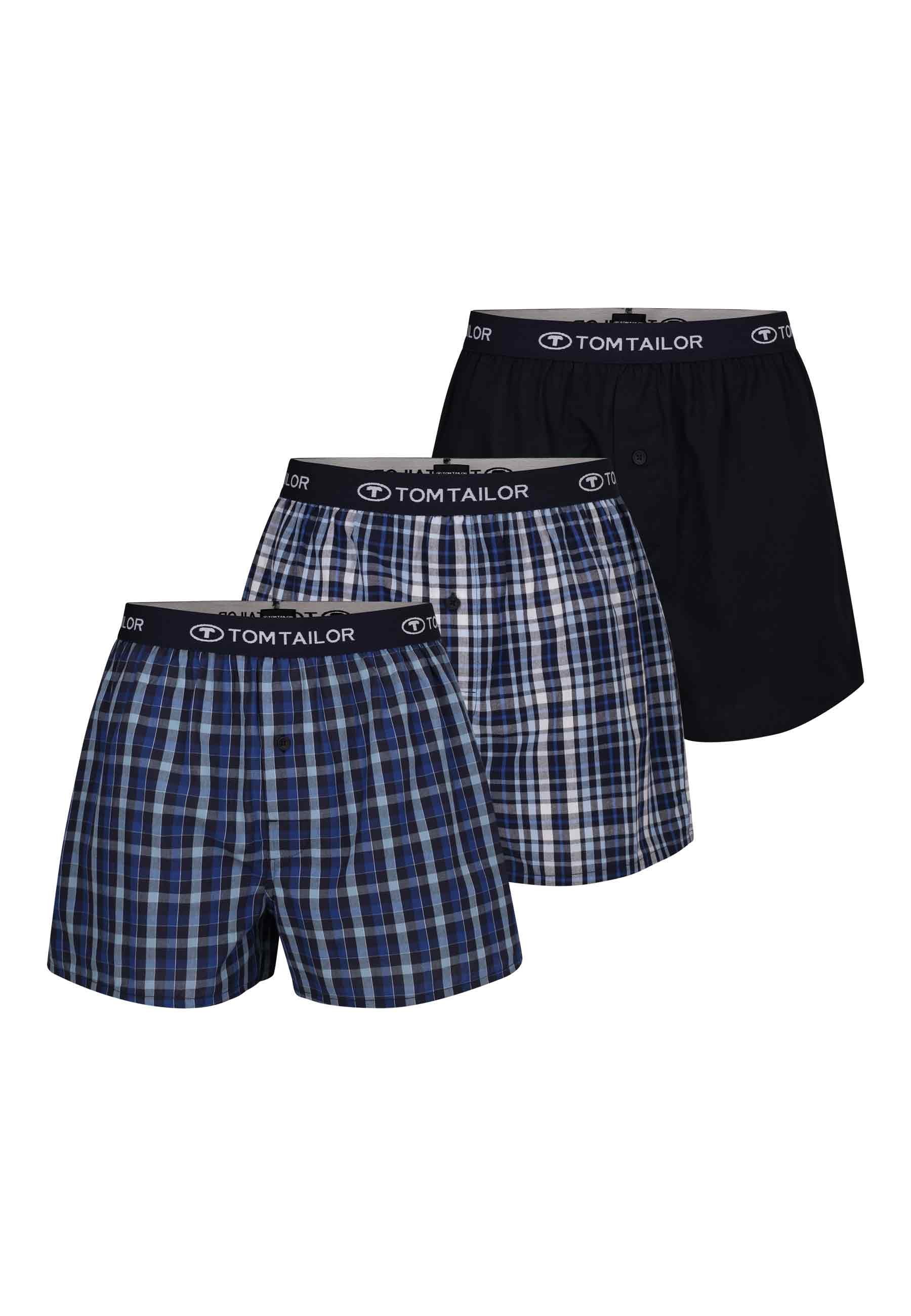TOM TAILOR Boxershorts TOM TAILOR Herren Boxershort blau uni 3er Pack (3-St günstig online kaufen