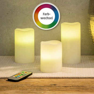 Haushalt International LED-Kerze, 3er Set - Mit Fernbedienung - Farbwechselnd