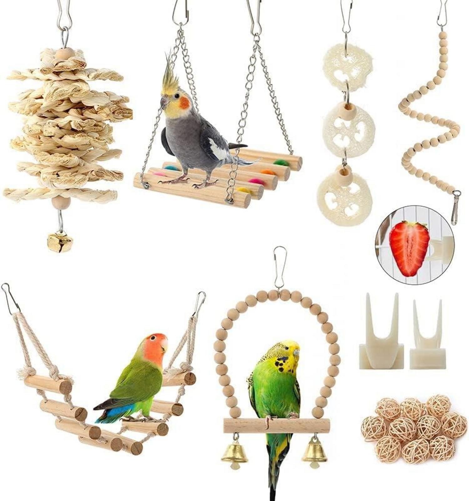 Vogelkäfig Vogel-Papageien-Spielzeug 18 Stück Aufhängen Spielzeug Sittiche