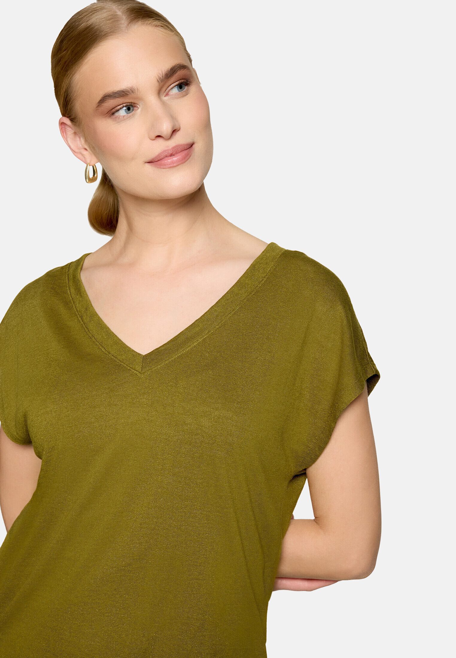 Zero T-Shirt Damen mit V-Ausschnitt (1-tlg) Material – Bild 4 von 5