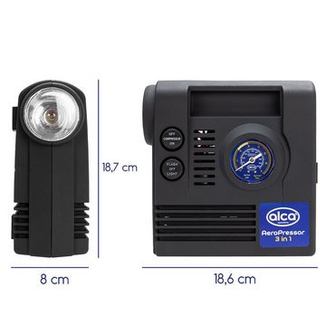 alca Kompressor Auto Kompressor mini 3in1 mit Licht, elektrische Luftpumpe 12V, 21 bar, 120 W, max. 7 bar