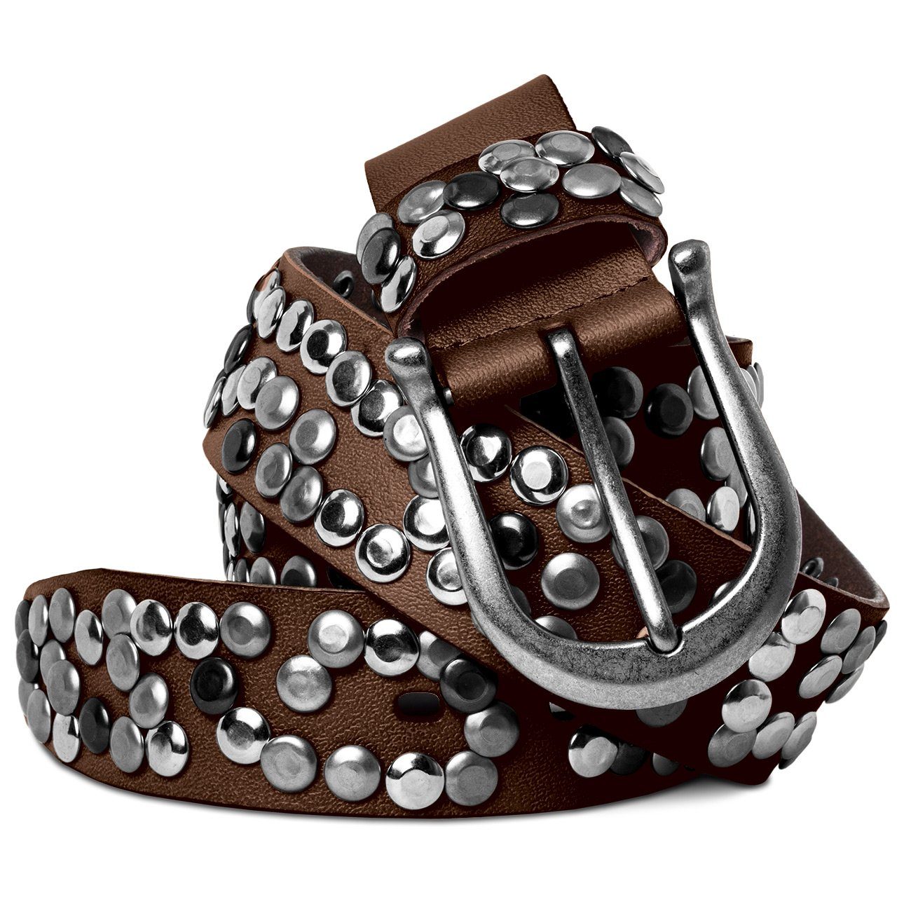 Caspar Ремни с заклепками GU223L Damen Vintage Ремни aus Leder