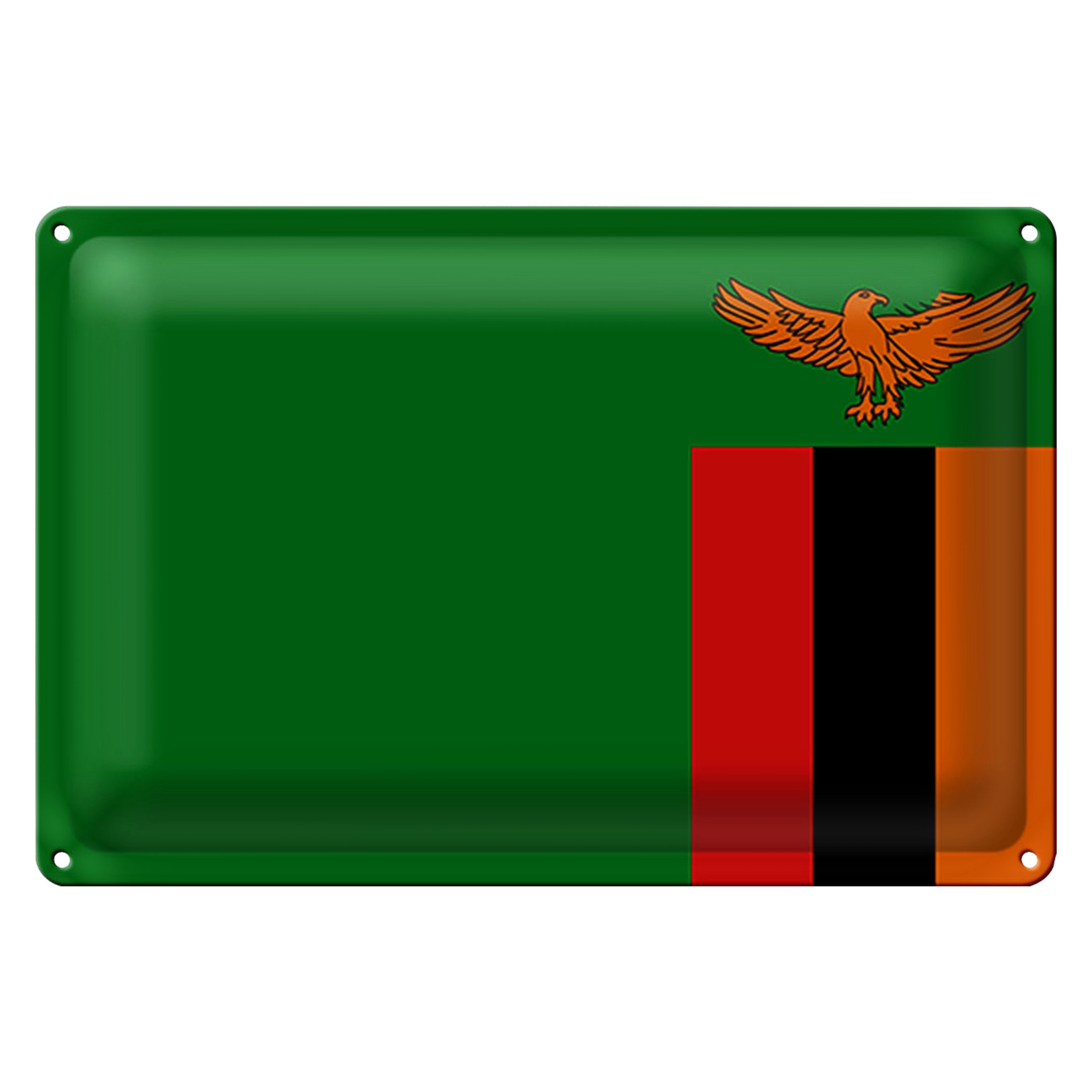 Roomando Metallschild Blechschild Flagge Sambia 30x20cm Flag of Zambia