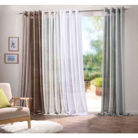 Gardine Sable, DecoHome24, Ösen (2 St), halbtransparent, sable, Leinenoptik, halbtransparent, 140cm x 245cm