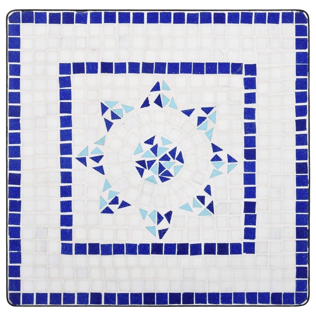 furnicato Gartentisch Mosaik-Bistrotisch Blau Weiß 60 Keramik cm und
