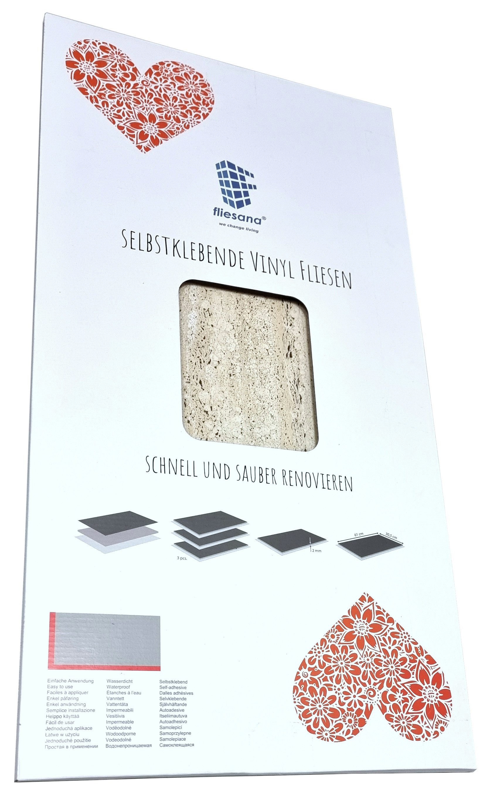 Fliesana Fliesenaufkleber 3 Stk. SANDSTEIN - Wasserdichte Klebefliesen, Fli günstig online kaufen