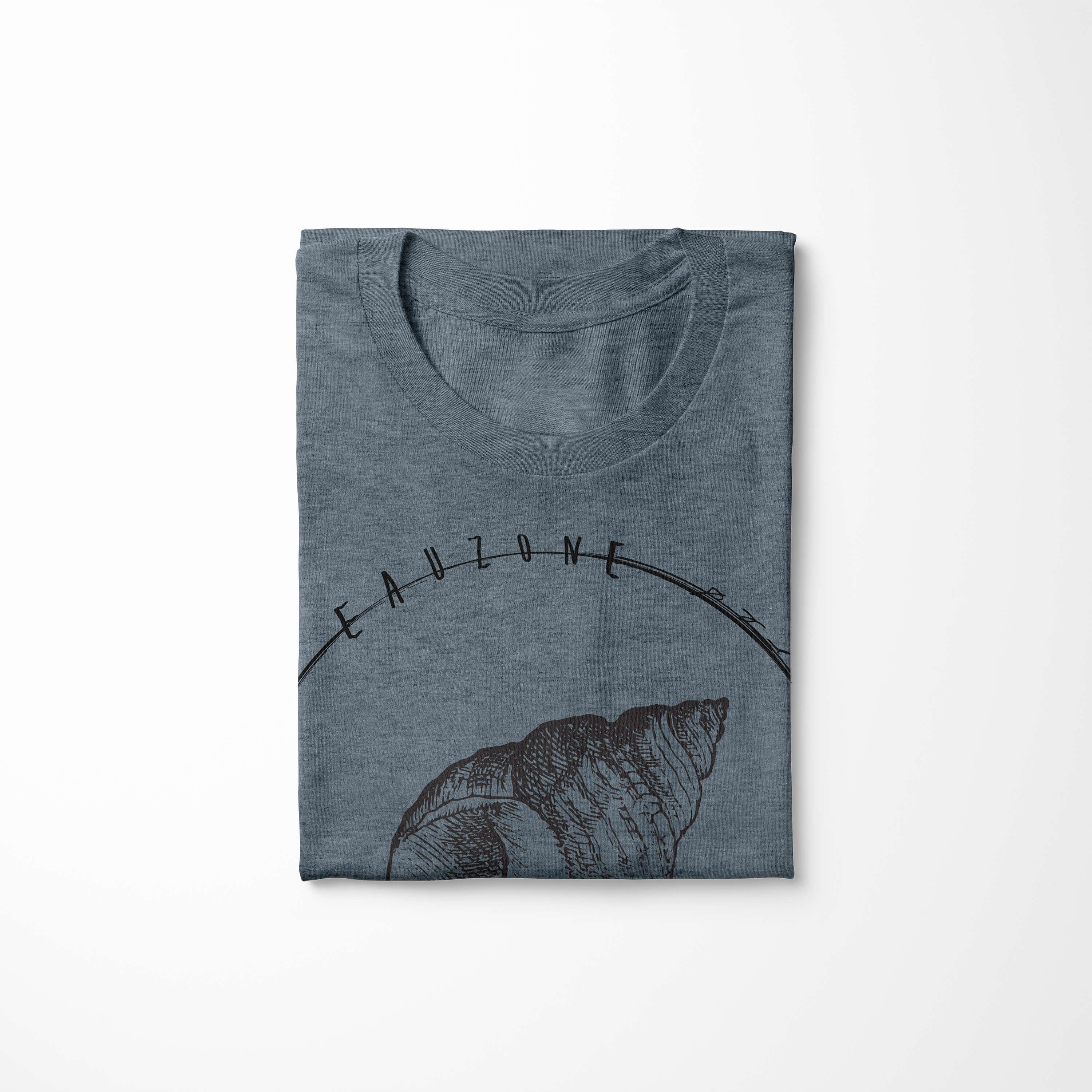Indigo 025 Schnitt sportlicher Serie: Art / und T-Shirt Sinus Sea Struktur T-Shirt Tiefsee - Creatures, Sea feine Fische