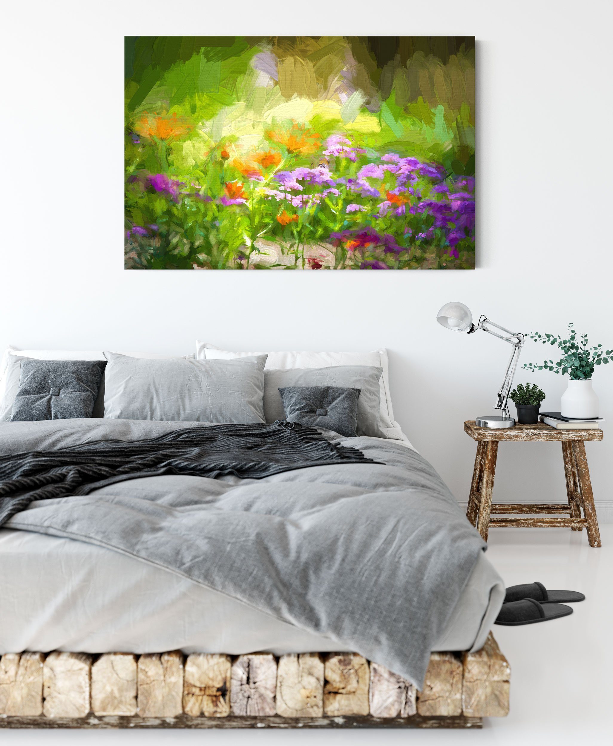Pixxprint Leinwandbild Blumenwiese, Blumenwiese (1 St), Leinwandbild fertig bespannt, inkl. Zackenaufhänger