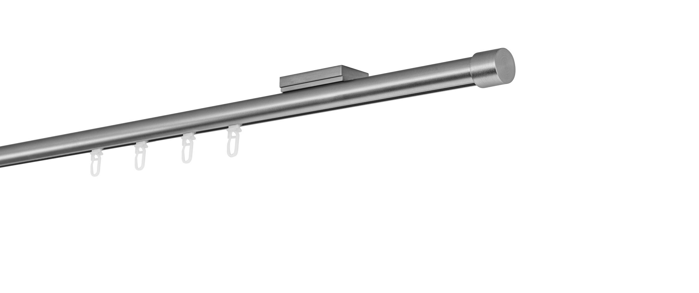 ondeco Gardinenstange Profil Deckenabstand 1,1cm Kappe, Ø 20 mm, 1-läufig-läufig, Wunschmaßlänge, Bohren, verschraubt