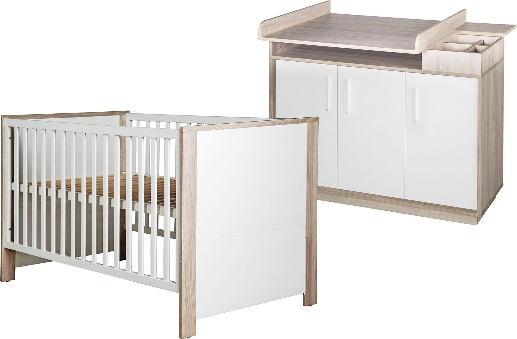roba® Babymöbel-Set Olaf, (Spar-Set, 2-St., Kinderbett, Wickelkommode), mit Kinderbett & Wickelkommode; Made in Europe
