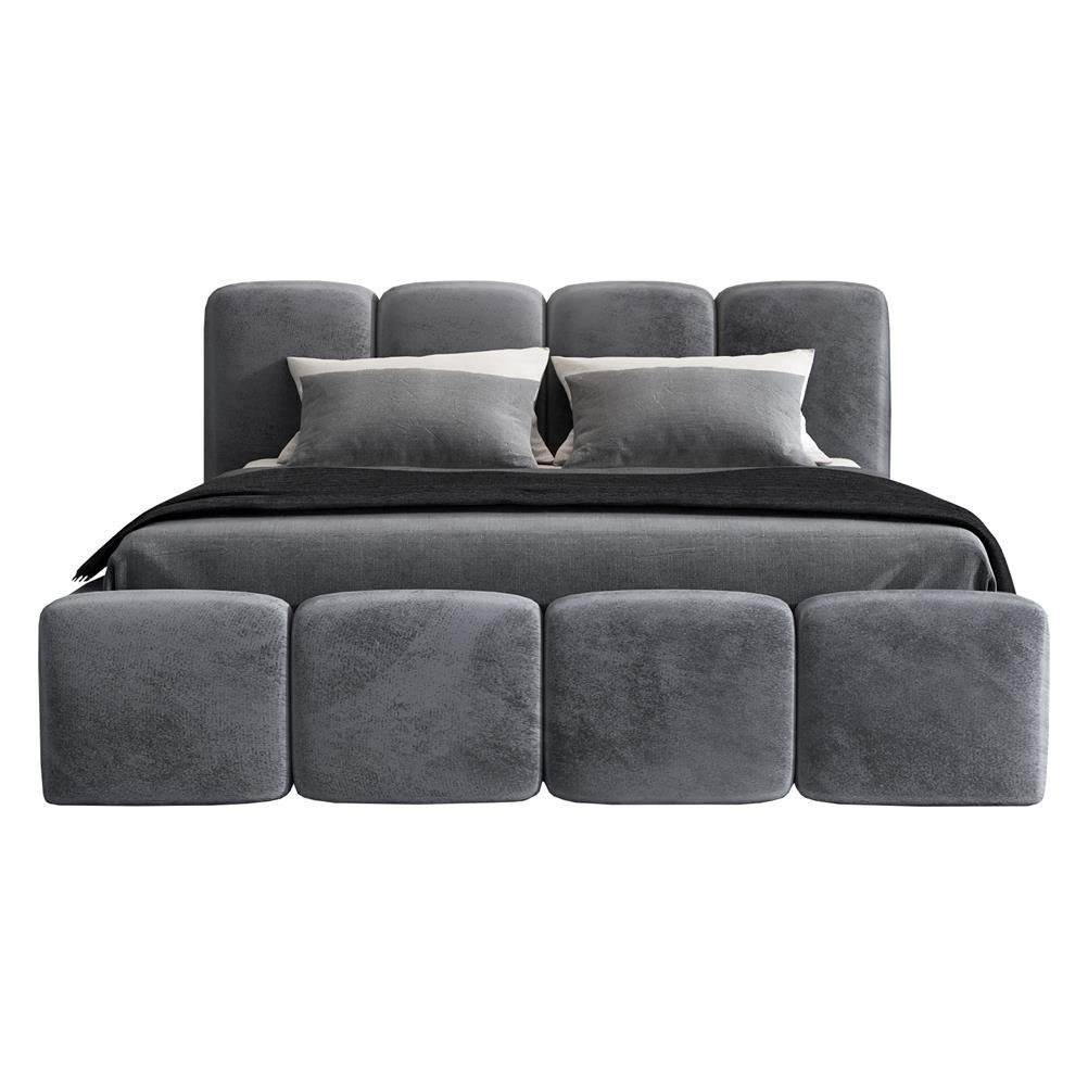 A&J MöbelLand GmbH Polsterbett DONA-OM mit Lattenrost und Bettkasten. (Bett mit Kopfteil. Lattenrost und Bettkasten Inclusive! Viele Varianten zur Auswahl – wählen Sie Größe und Farbe!, TOP ANGEBOT), Länge: 220 cm Höhe Kopfteil: 100 cm