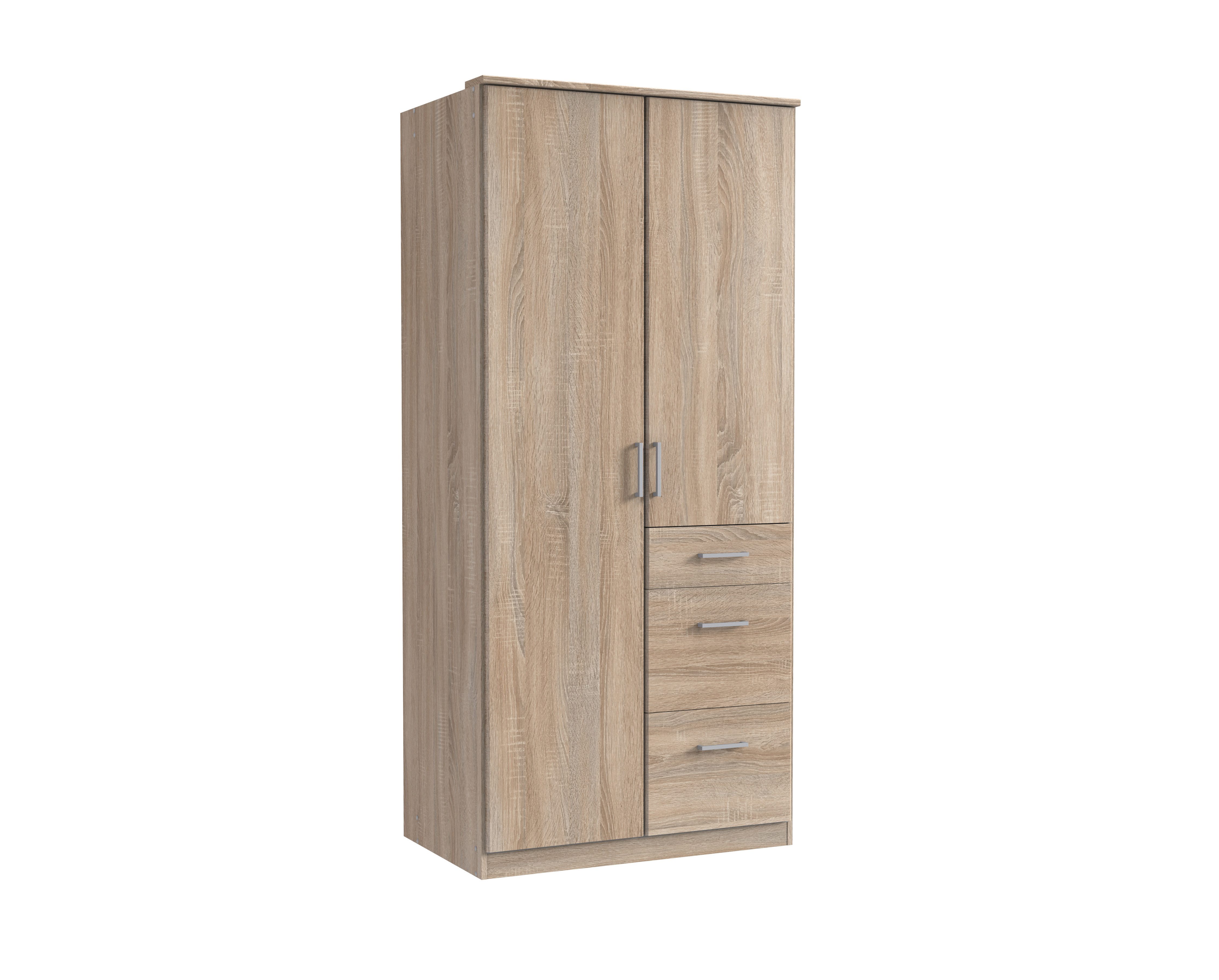 möbel-direkt.de Kleiderschrank Click in Eiche Sägerau (komplett, 1-St., Drehtürenschrank, Eckkleiderschrank) Made in Germany