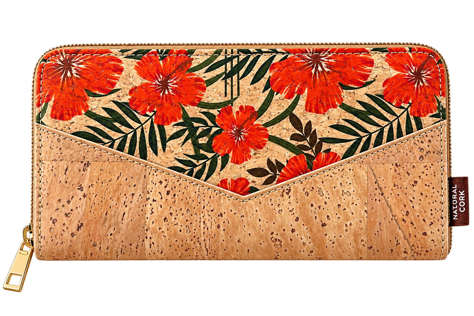 LK Trend & Style Geldbörse Groß aus Kork schönes Blumen oder Pflanzen Design, großartige Alternative zu Leder