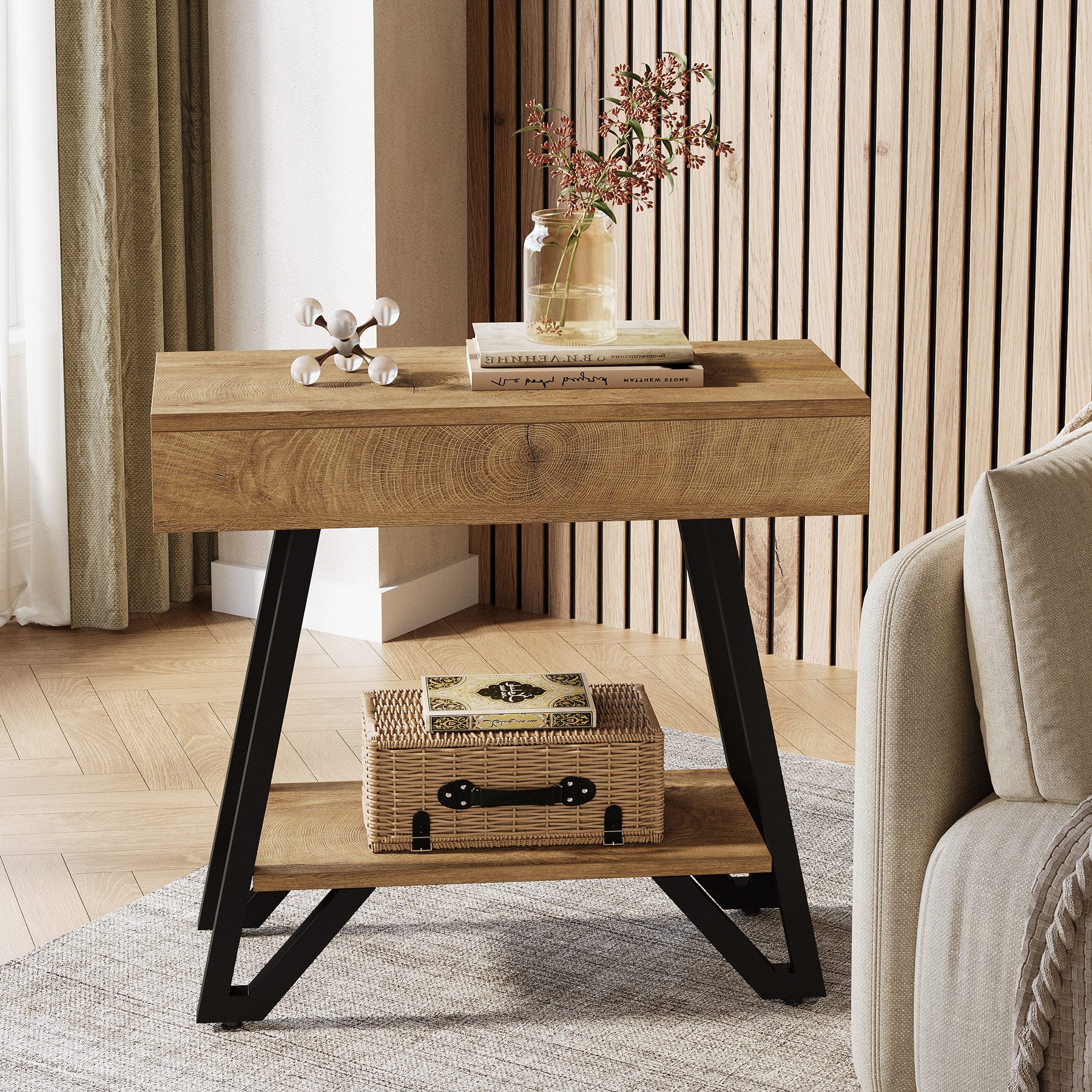 Tribesigns Beistelltisch für Wohnzimmer, schmaler Couchtisch günstig online kaufen