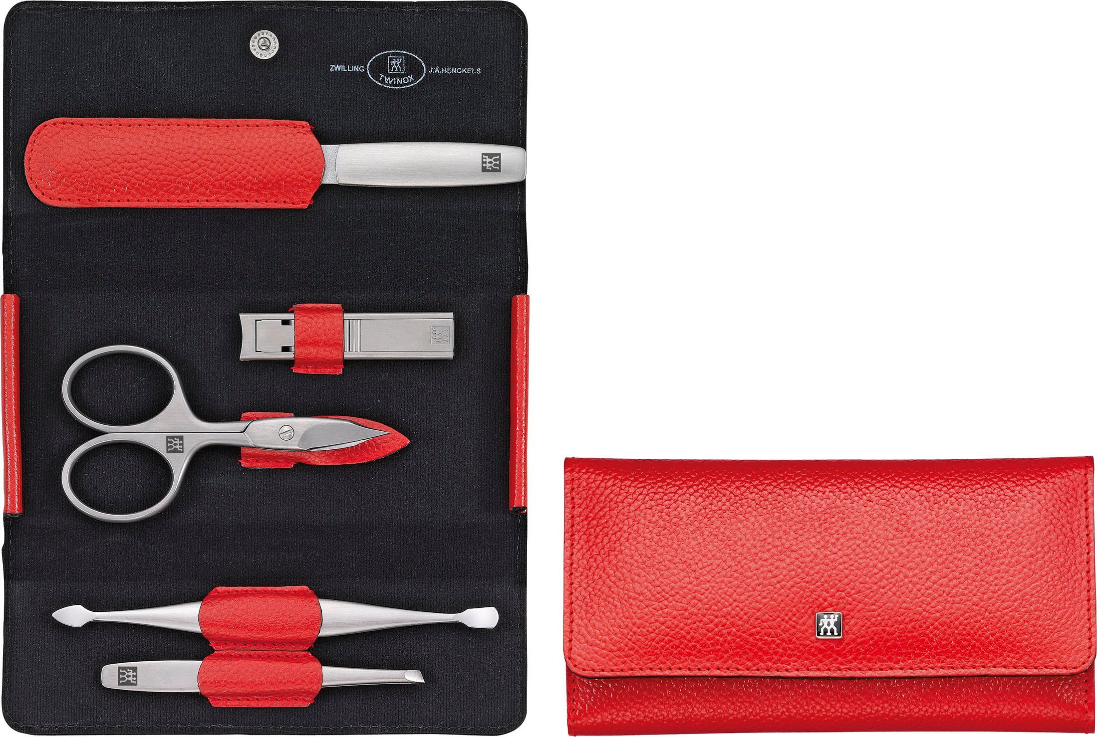 Zwilling Maniküre-Etui TWINOX ASIAN COMPETENCE DRUCKKNOPF-ETUI ROT, 5 tlg. | Nageletuis